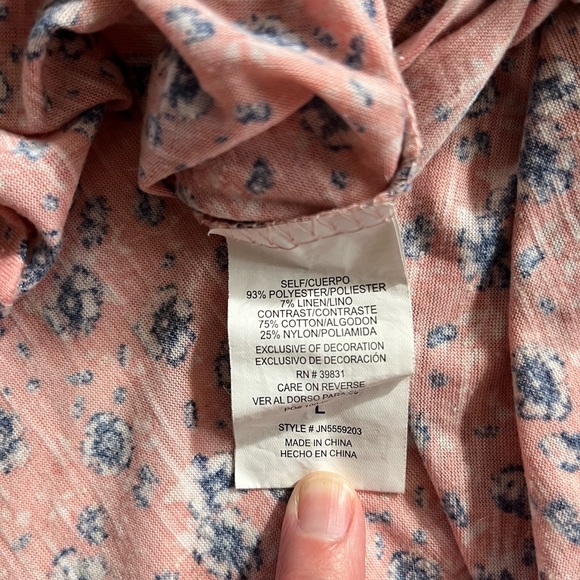 Lace Detail Floral Top, Sz L - Picture 5 of 7